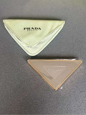 Prada Beauty Triangular Compact in Pale Mint and Gold